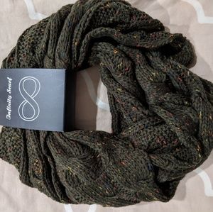 Hunter green infinity scarf with colorful specks